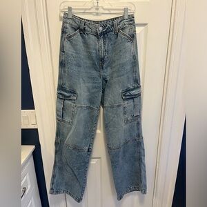 H&M Wide Legged Cargo Jeans, size 2